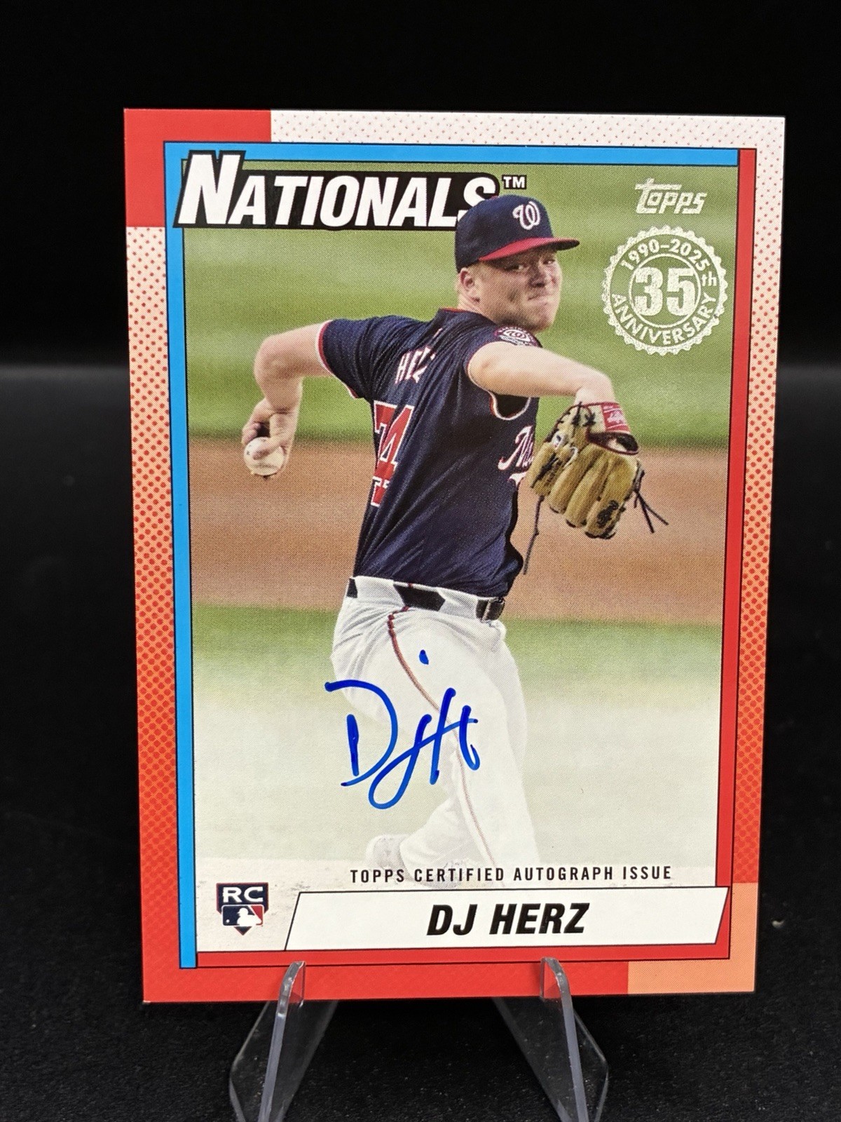 2025 Topps Series 1 DJ Herz RC 1990 Topps 35th Anniversary Auto 90A-DH Nationals