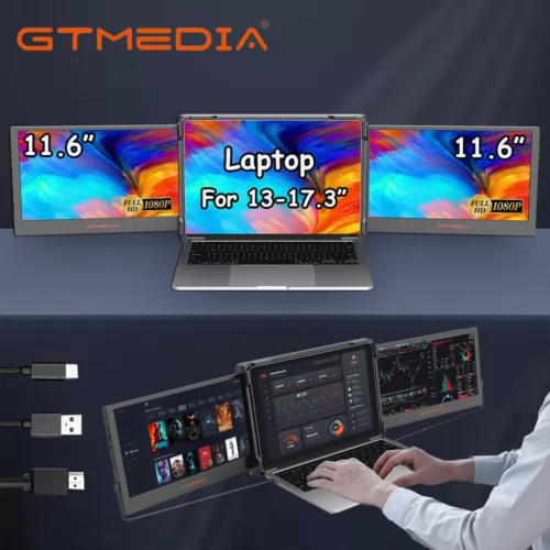 Dual Triple Tragbarer Monitor für Laptop 13-17.3" Extender Monitor Bildschirm DE - Picture 1 of 22