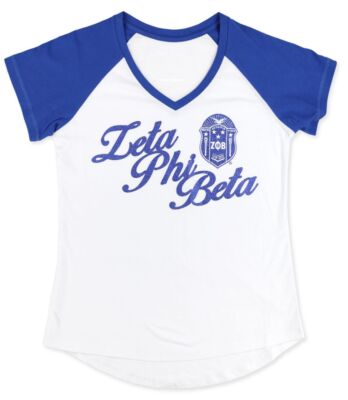 Zeta Phi Beta M2 V-Neck Tee White
