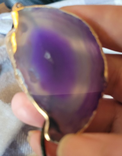 Purple Flourite & Clear Quartz Necklace. With Gold Colour Edging. Stunning... - Picture 3 of 6