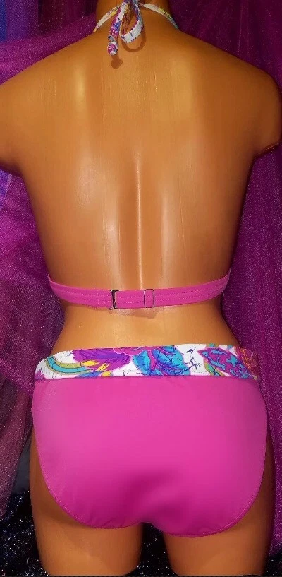 Venus Acolchado A B Sexy Blanco Rosa Paisley Halter S Bikini Traje de Baño 6 Foto 3 de 4