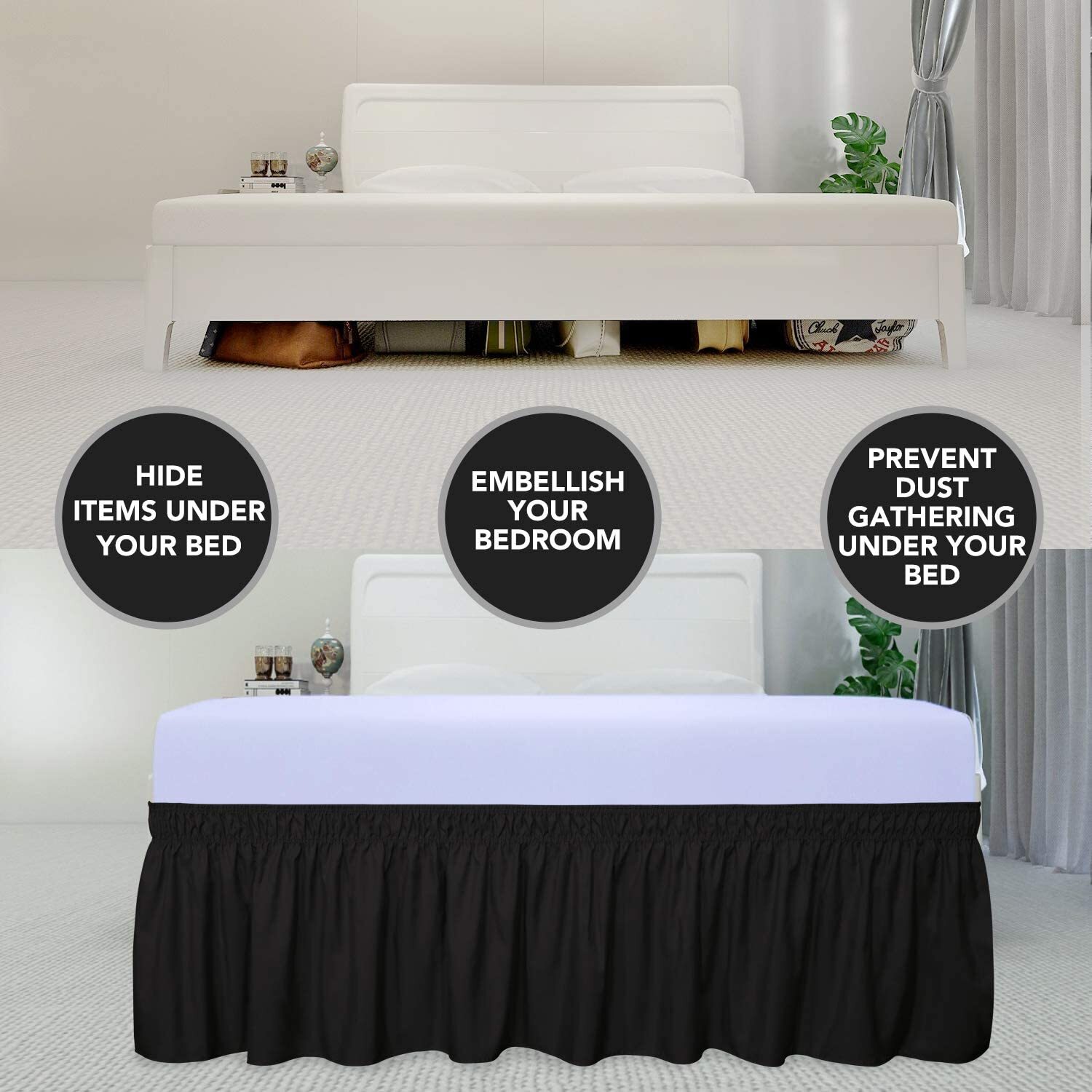 Wrap Around Valance bed Skirt Dust Ruffled Single Double, Queen & King sizes eBay