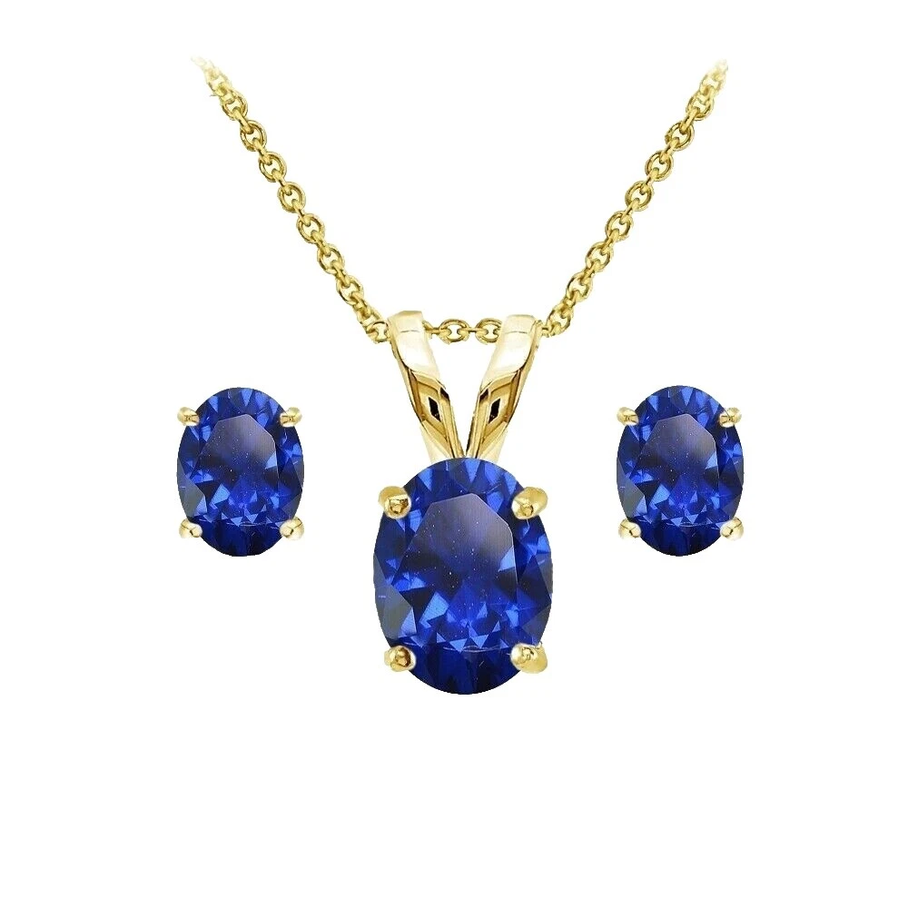 Yellow Gold Simulated Sapphire Fashion Jewelry Sets