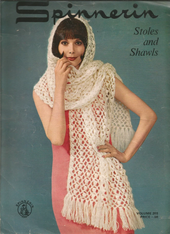 Spinnerin Stoles Shawls Crochet Knitting Patterns Vintage J31 - Image 4 of 4