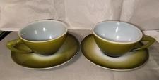 Anchor Hocking, Fire King Cup & Saucer Set (Set of 2) Avocado Green Ombre