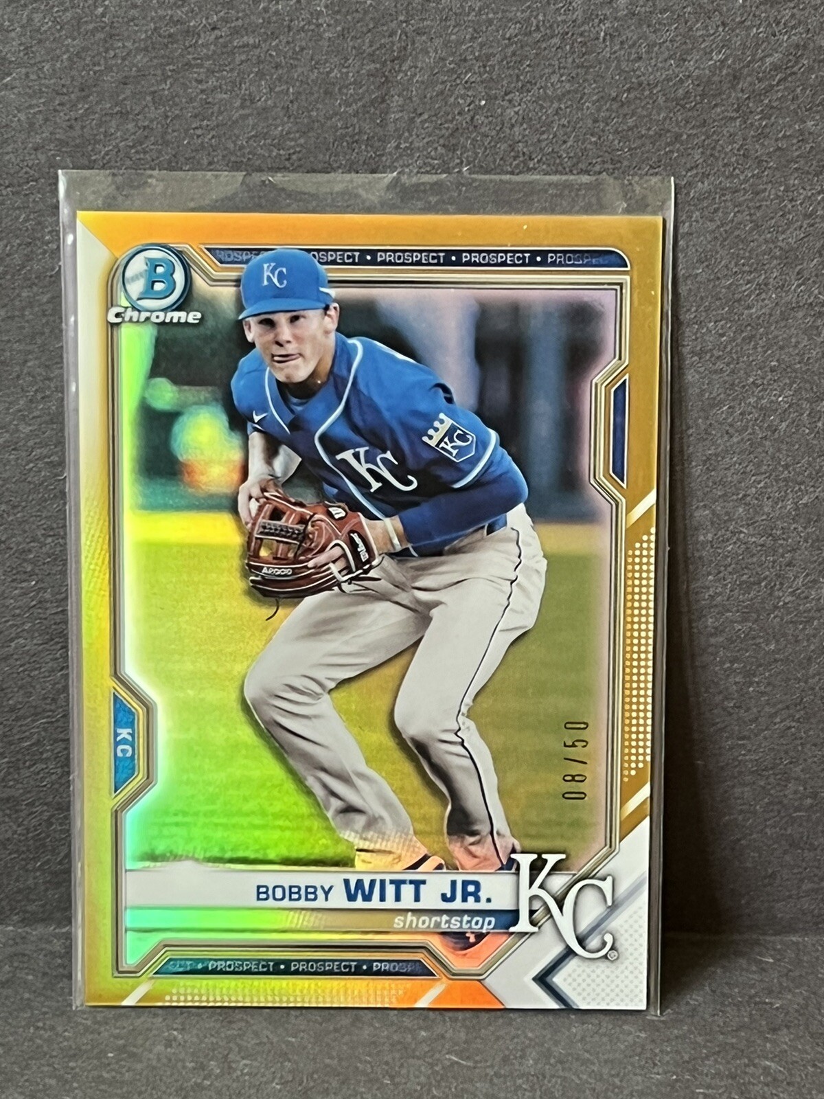 2021 Bowman Chrome Bobby Witt Jr True Gold Refractor 08/50 BCP-193 Prospect