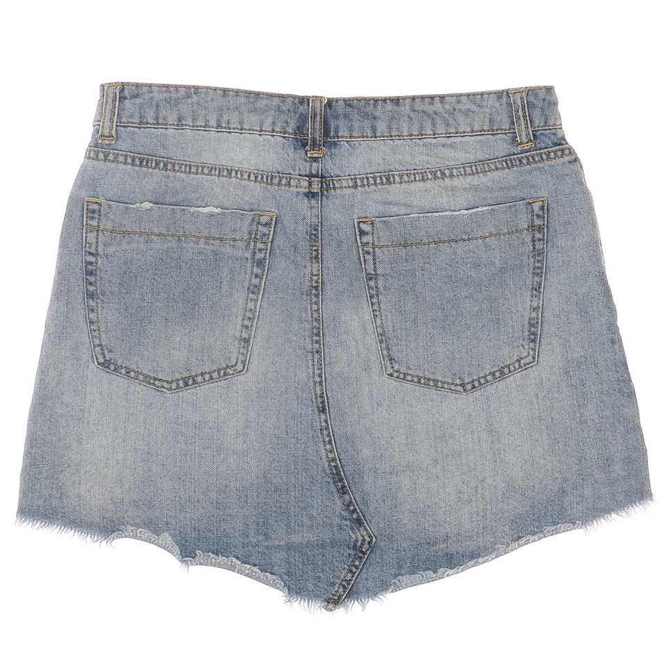 Vanilla Star Denim Skirt Juniors Size 5 W28 Distressed Blue Jean Cotton