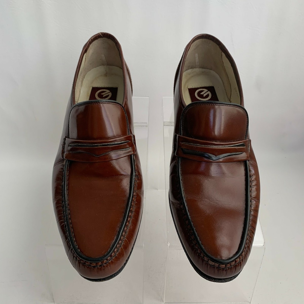 Gran Emyco Loafers Brown Leather Apron Pinch Almond Toe Slip  display picture 1