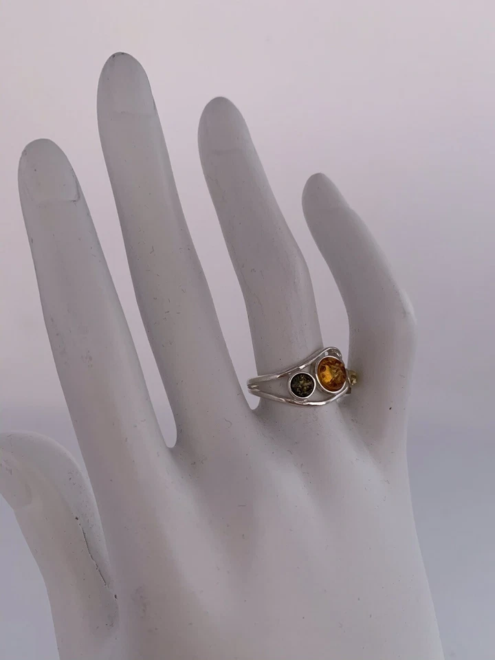 Anillo multi ámbar de plata de ley talla 7 A.476 Foto 3 de 4