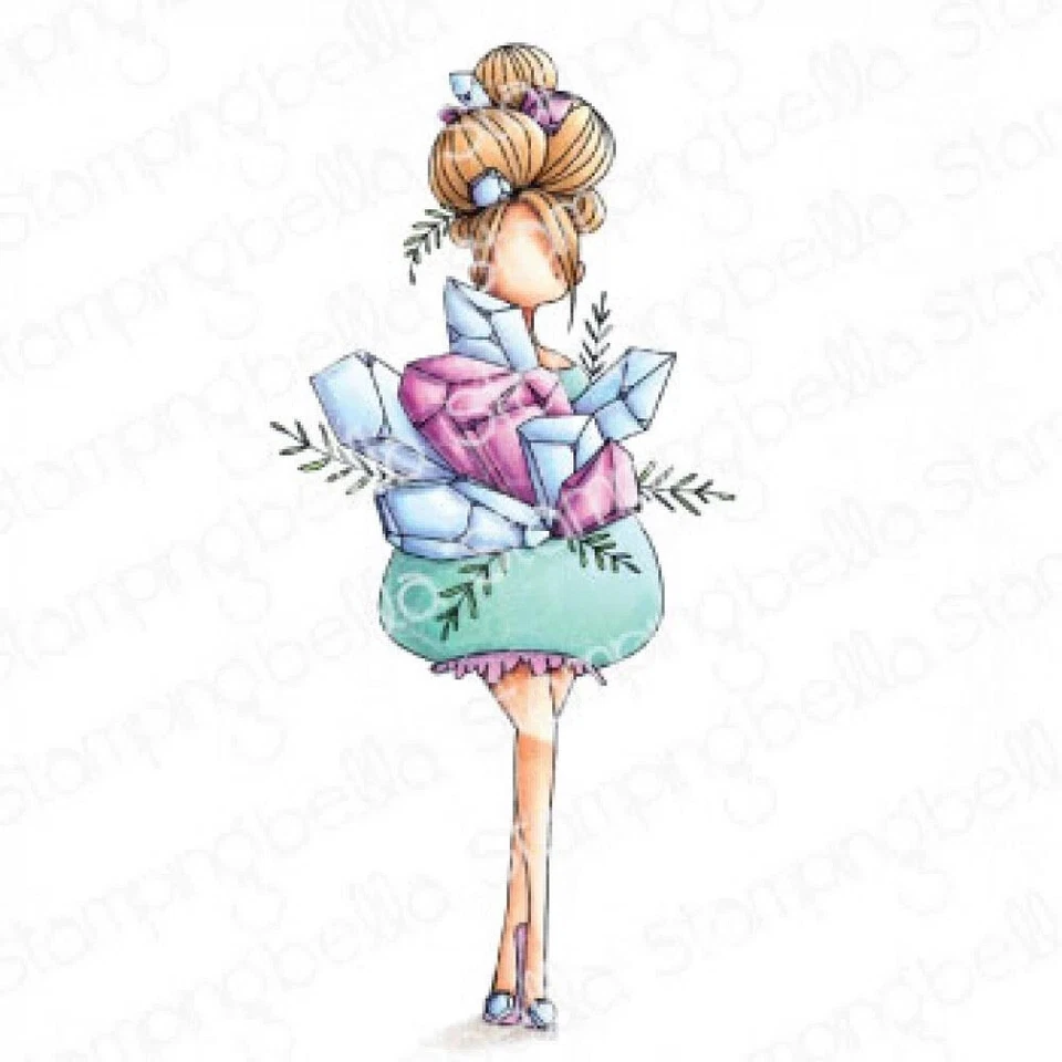 Estampado Bella Sello Montado "Curvy Girl Coleccionando Cristales" Foto 2 de 2