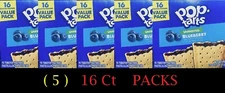 5x Kellogg's Pop Tarts UNFROSTED BLUEBERRY Toaster Pastries 16 Ct 27 oz - 5 PACK