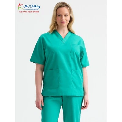 U&S CLOTHING Uneek Scrub Tunic Top Medical Uniform V-Neck Shirt Nurse Hospital Work Wear Top