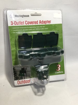 3-Pack Green Westinghouse 28114-7 Outdoor Heavy Duty Grounded 3-Outlet Adapter