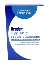 New Bruder Hygienic Eyelid Cleansers Lid Hygiene Combo Pack 30 Wipes w Solution