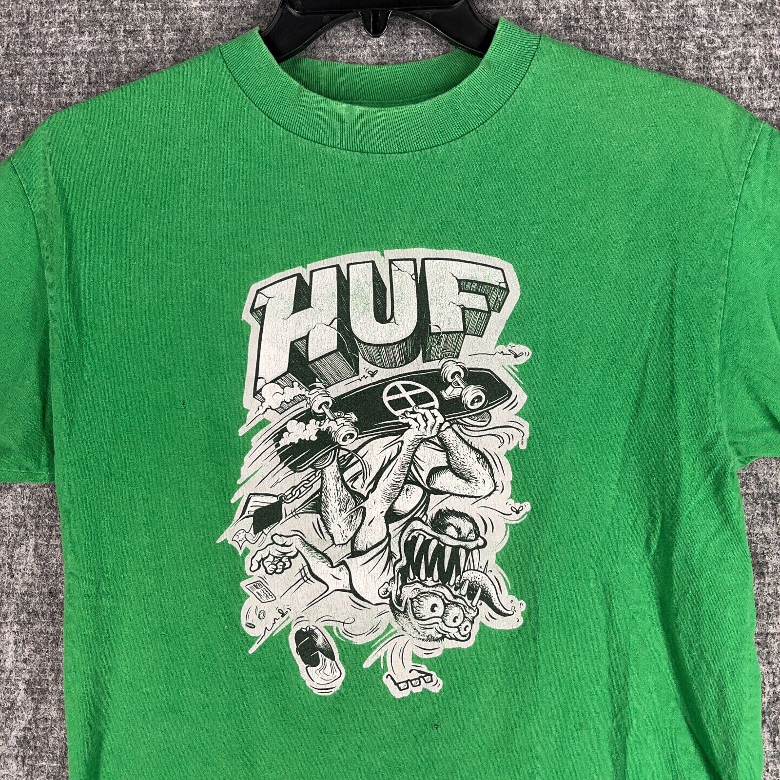 Huf Skateboard T-Shirt Medium Mens Retro Skate Design Casual Short-sleeve  Tee