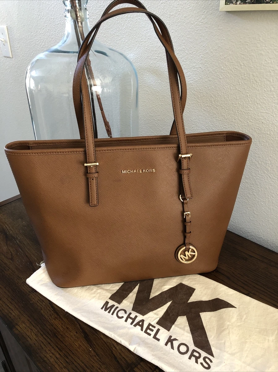 Michael Kors Jet Set Tote Saffiano Brown Leather Shoulder Tote Bag