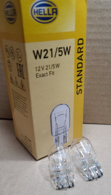 2x Hella W21/5W w3x16q 12V Glühbirne Tagfahrlicht Bremslicht Glassockel Birne