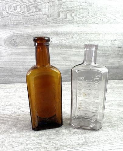 Vintage Lot 1 Hays Hair Health Amber & 1 Sloan N&B Liniment Lt Purple Bottles