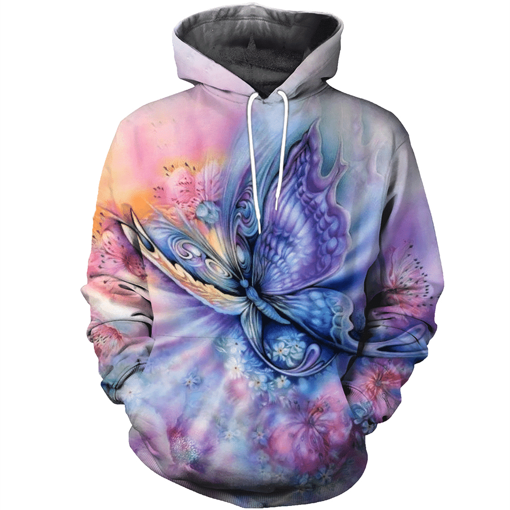 Tribal 3D Butterfly Printed Full Body Hoodie, High Fashion for Women