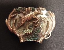 VINTAGE 1982 JUMPING DEER Buck ANTLERS Belt Buckle Great American Buckles