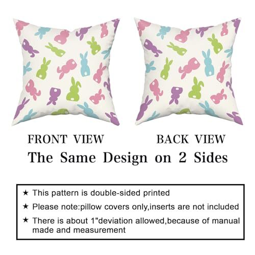 Aportt Easter Bunny Pillow Covers 18x18" - Set Of 2 Spring Floral Rabbit Designs - Farmhouse Decor Cotton Blend