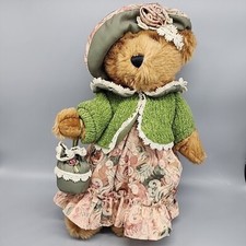 Dan Dee Collectors Choice 16" Brown Bear Tapestry Dress Green Jacket Hat W/stand