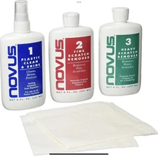 Novus Polish Kit 8oz Acrylic Plastic Polish Scratch Remover, Cleaner and Wipes