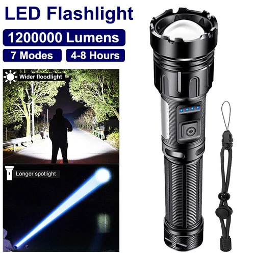 1200000LM LED Flashlight Zoom Light Super Bright Magnetic Rechargeable Torch - Picture 1 of 21