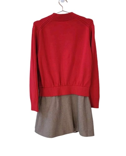 New MARE MARE Anthropologie L Red Brown Twofer Mock Neck Sweater Dress Women - Picture 15 of 15