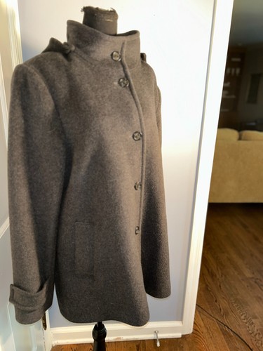 Lauren Ralph Lauren Charcoal Wool Coat with Removable Hood, XL Women's - Picture 3 of 8