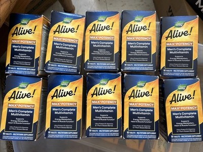 10 Bottle Lot Alive! Men's Multi Vitamin, 90 CT Per Bottle New