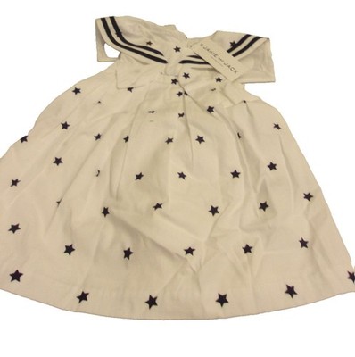 Janie and Jack Americana Dress Sz. 6-12 mos. White Navy Stars New