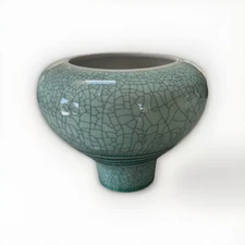 Andrew MacCorkindale- Porcelain Vase, Crackle Glaze -Signed-1993- Very Good Cond