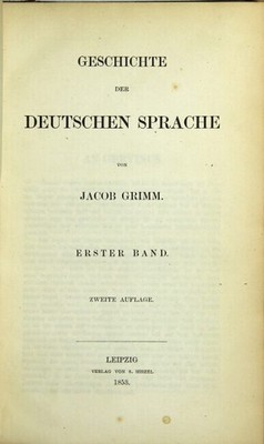JACOB GRIMM / Geschichte der Deutschen Sprache 1853 Language
