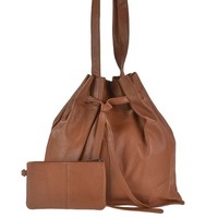"Beuteltasche Leder 37X32Cm \"Eva\" Schultertasche Shopper Greenburry Caramel"