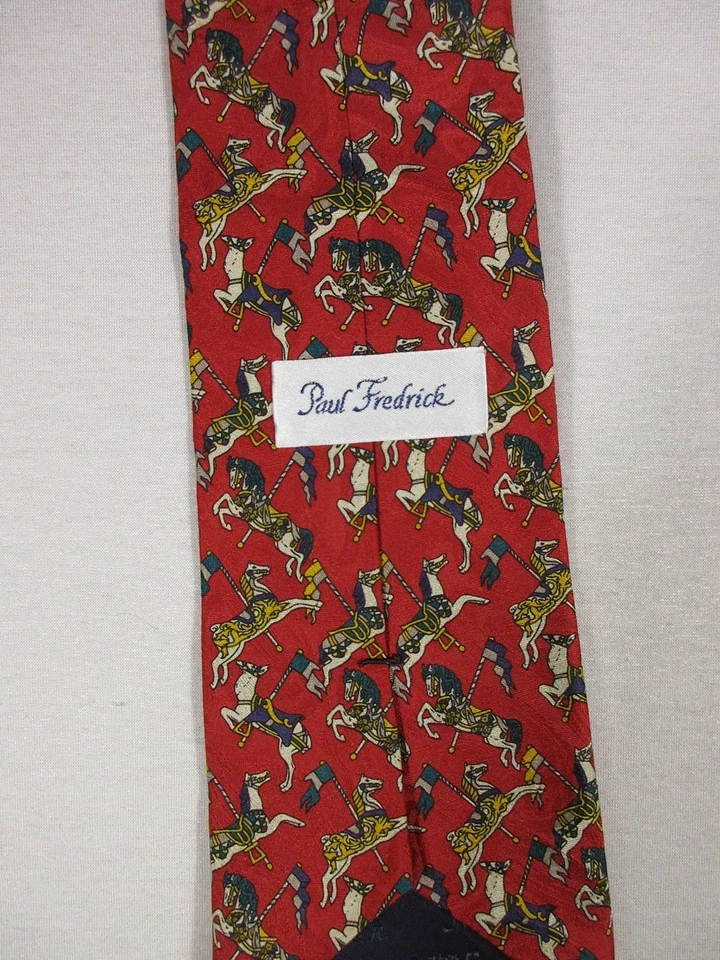 Gravata masculina Paul Fredrick 100% seda pescoço cavalo animal padrão feita nos EUA - Imagem 3 de 4