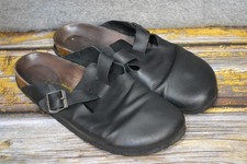 Birkenstock Sandals Mens 12 EU 45 Black Leather Slip On Clog Buckle Germany