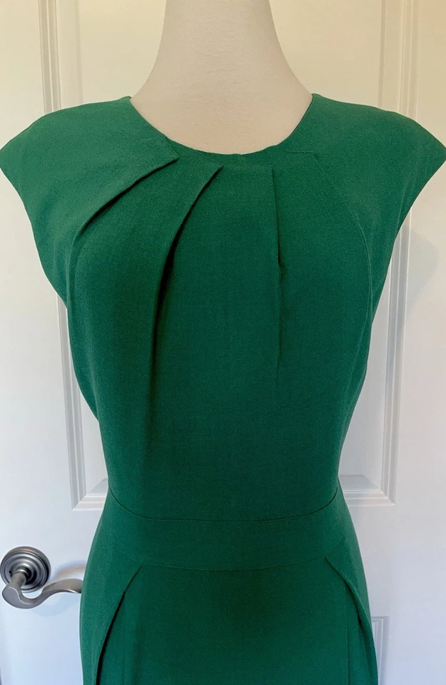 Lafayette 148 NY  Emerald Green Sleeveless Wool Blend Dress Sz  14~STYLISH- - Image 3 of 4