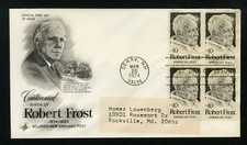 1974 FDC sc 1526 Robert Frost First Day Cover Derry, New Hampshire