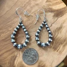 Sterling Silver Native American Navajo Pearl Earrings