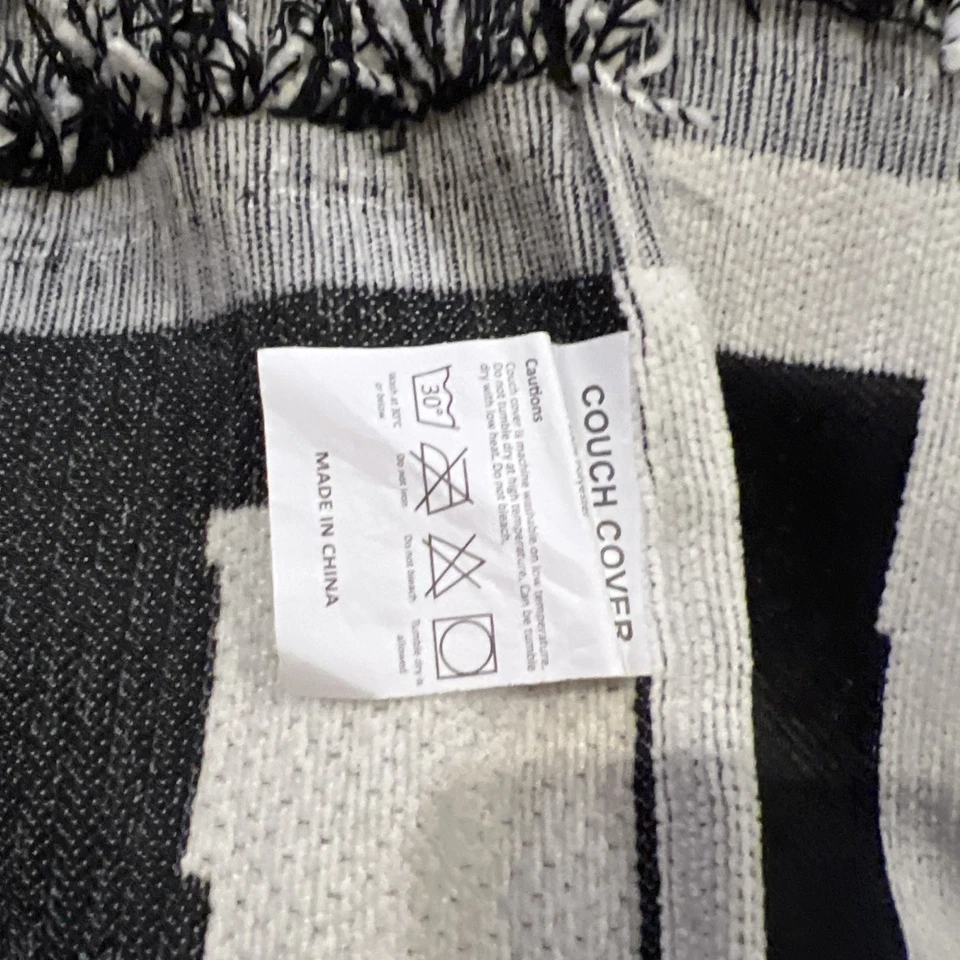 Funda de sofá geométrica negra blanca boho manta protectora de sofá 2 piezas Foto 4 de 4