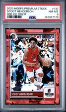 2023 NBA Hoops Premium Stock Red Ice /99 Scoot Henderson RC PSA 8 Pop 1 Rare!