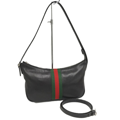 Gucci I Lunetta Small Crossbody Bag Shoulder Sherry Line Leather Black 863406 r1