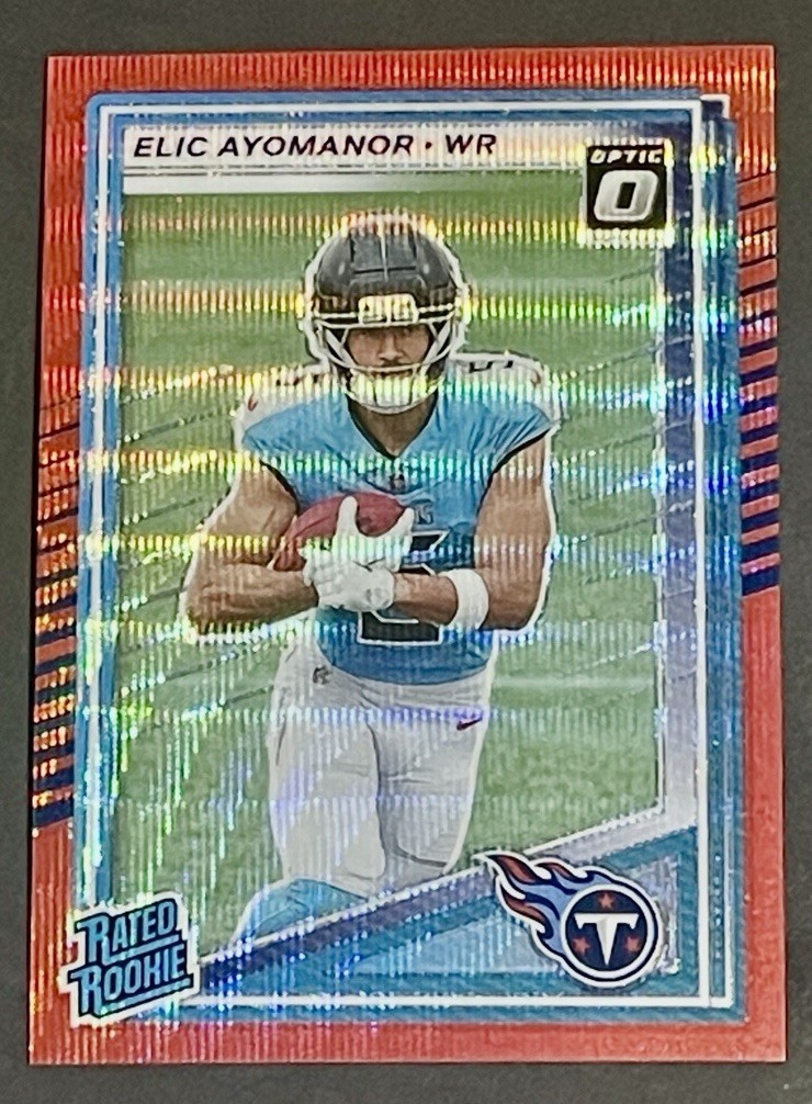 2025 Donruss Elic Ayomanor Rated Rookie Red Wave Optic Preview RC #339 Titans