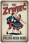 Polish Beer Zywiec Tin Metal Signs Home Décor Vintage Couple Dancing Print Aesth