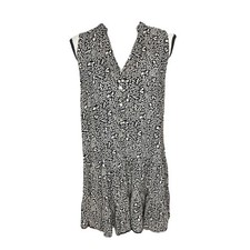 Nine West Button Front Tiered Drop Waist Mini Dress in Cheetah Ditsy Medium