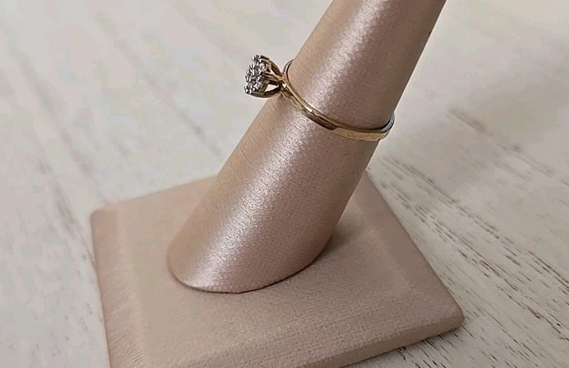 10k yellow gold flower cluster high profile Engagement Ring Cz Ng Kay Jewelers  - Image 2 of 4