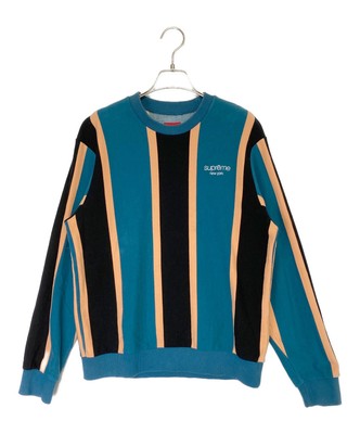 SUPREME Vertical Striped Pique Crewneck Size: S Sky blue Men | eBay