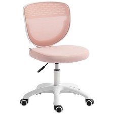 HOMCOM Armless Office Chair with Mesh Back, Pink