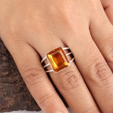 Citrine Gemstone 925 Sterling Silver Handcrafted Jewelry Wedding Ring For Bride